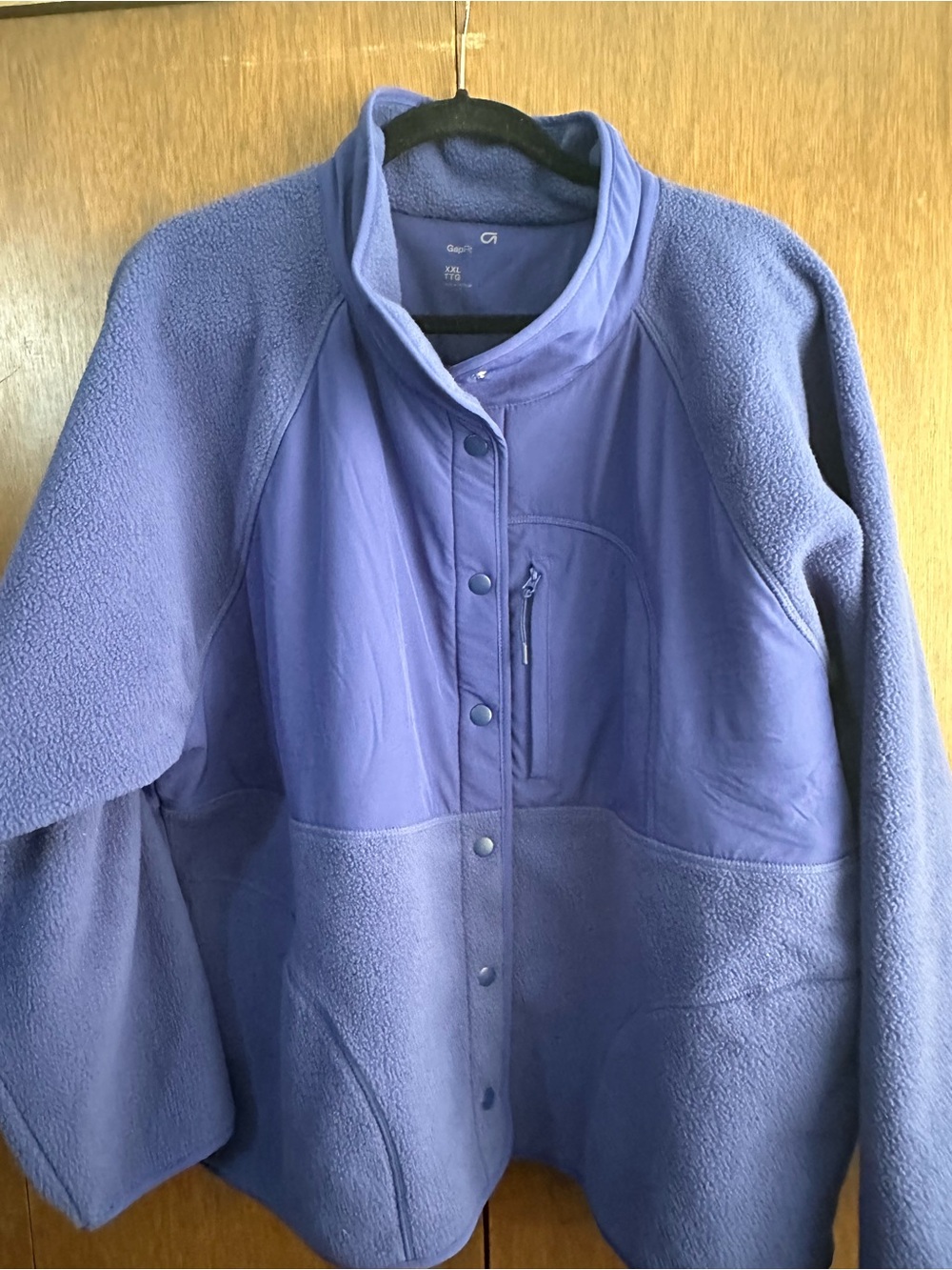 GAP Royal Blue Snap Button Teddy Fleece Jacket Size XXL NWT Cozy Fall Activewear - Picture 3 of 10